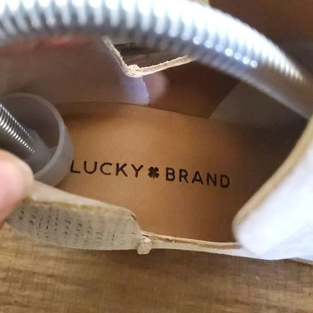 Lucky Brand Powe Cream Tan Suede Shoe Bootie Sz 7.5, Cabincore, Boho, Streetwear
